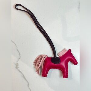 HERMES RODEO BAG CHARM - MAGENTA/PINK/BROWN